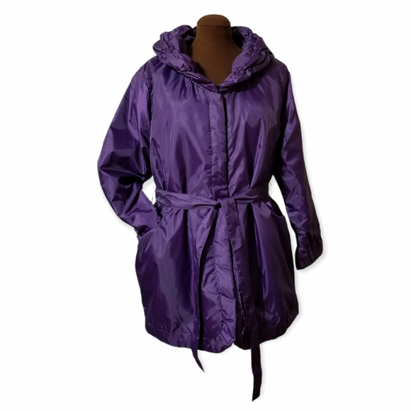 Purple Belted Jacket Woman's Size L - Picture 7 of 14